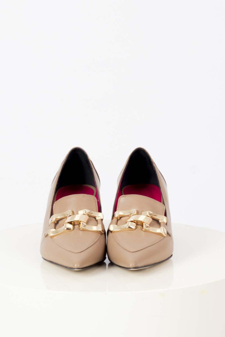 Mink loafers with heel and bit