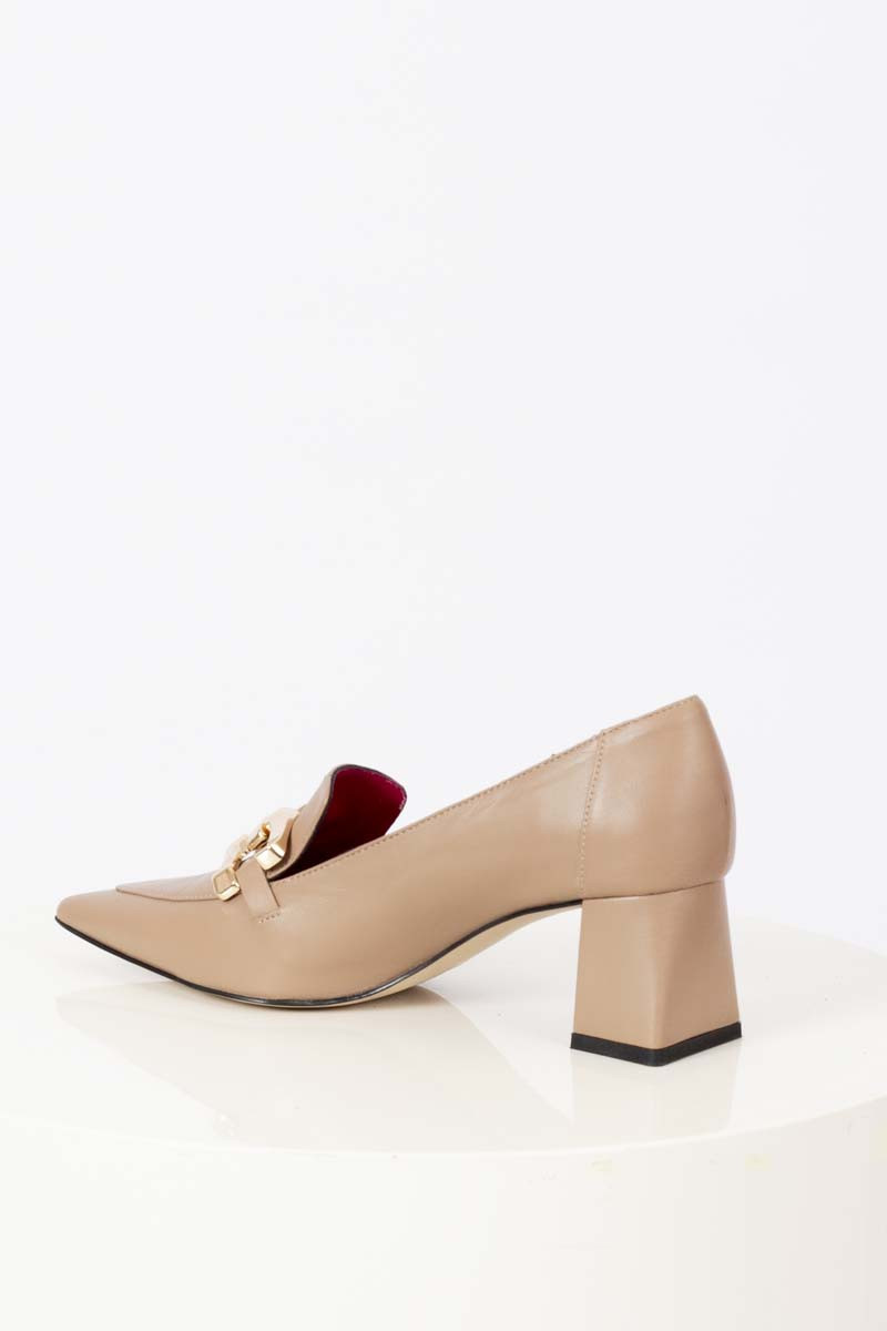 Mink loafers with heel and bit